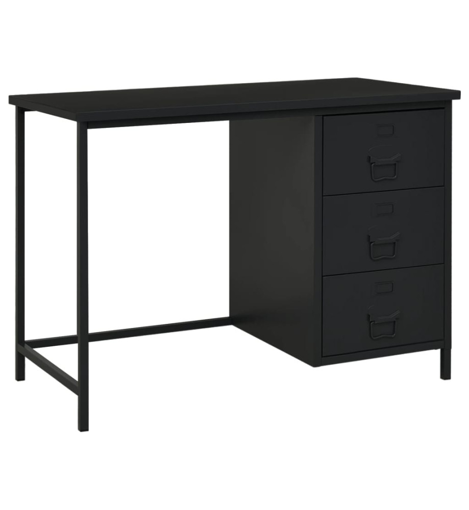 Bureau industriel avec tiroirs Noir 105x52x75 cm Acier