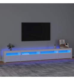 Meuble TV avec lumières LED Blanc brillant 270x35x40 cm