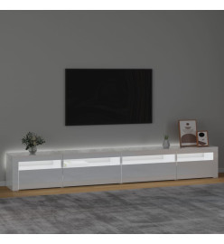 Meuble TV avec lumières LED Blanc brillant 270x35x40 cm