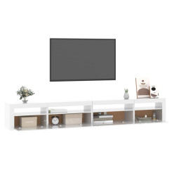 Meuble TV avec lumières LED Blanc brillant 270x35x40 cm