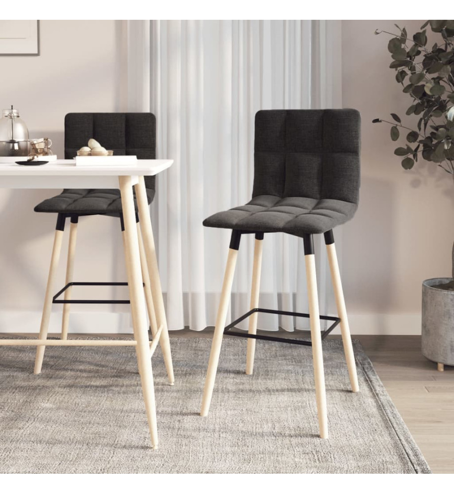 Tabourets de bar lot de 2 noir tissu