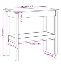 Table console Marron miel 80x40x75 cm Bois de pin solide