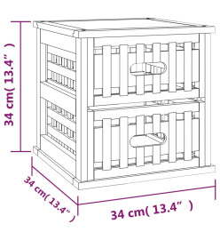 Table de chevet 34x34x34 cm Bois massif de noyer