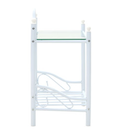 Table de chevet 2 pcs Acier et verre trempé 45x30,5x60 cm Blanc