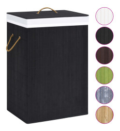 Panier à linge avec 2 sections bambou noir 72 L