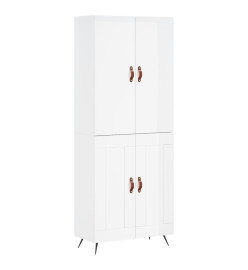 Buffet haut Blanc brillant 69,5x34x180 cm Bois d'ingénierie