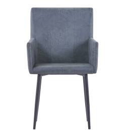 Chaises à manger avec accoudoirs lot de 6 gris similicuir daim