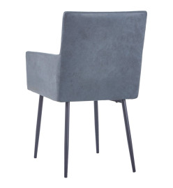 Chaises à manger avec accoudoirs lot de 6 gris similicuir daim