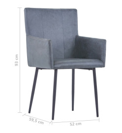 Chaises à manger avec accoudoirs lot de 6 gris similicuir daim