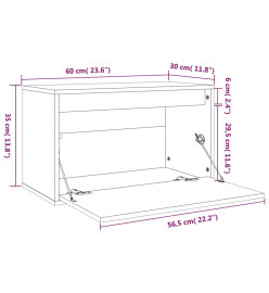 Armoire murale Blanc 60x30x35 cm Bois de pin massif