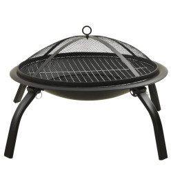 Foyer et barbecue avec tisonnier 2 en 1 56x56x49 cm Acier