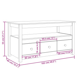 Table basse Marron miel 102x49x55 cm Bois massif de pin