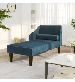 Chaise longue avec traversin bleu velours