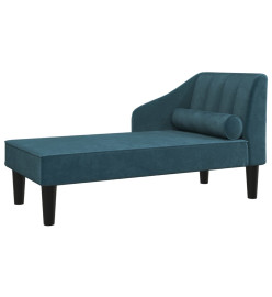 Chaise longue avec traversin bleu velours