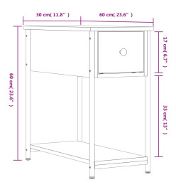 Table de chevet sonoma gris 30x60x60 cm bois d'ingénierie