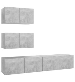 Ensemble de meuble TV 4 pcs Gris béton Aggloméré