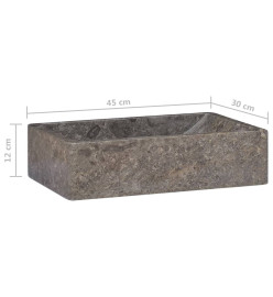 Lavabo 45x30x12 cm marbre gris brillant