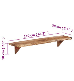 Étagères murales 2 pcs 110x20x18 cm Bois massif d'acacia