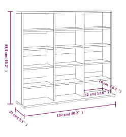 Armoire à CD Chêne marron 102x23x89,5 cm Bois d'ingénierie