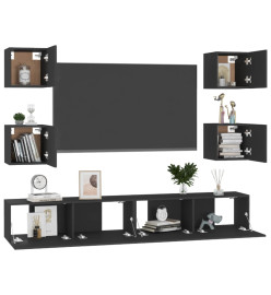 Ensemble de meubles TV 6 pcs Noir Aggloméré