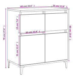 Buffet Blanc brillant 60x35x70 cm Bois d'ingénierie