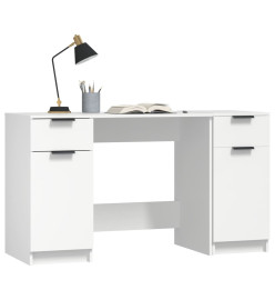 Bureau avec armoire latérale Blanc Bois d'ingénierie