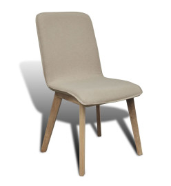 Chaises à manger lot de 4 beige tissu et chêne massif