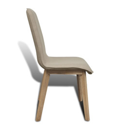 Chaises à manger lot de 4 beige tissu et chêne massif