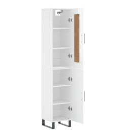 Buffet haut Blanc brillant 34,5x34x180 cm Bois d'ingénierie