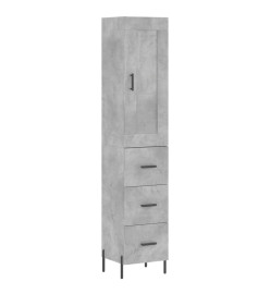 Buffet haut Gris béton 34,5x34x180 cm Bois d'ingénierie