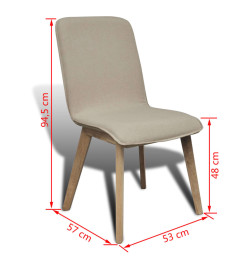 Chaises à manger lot de 6 beige tissu et chêne massif