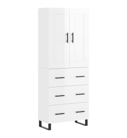 Buffet haut Blanc brillant 69,5x34x180 cm Bois d'ingénierie