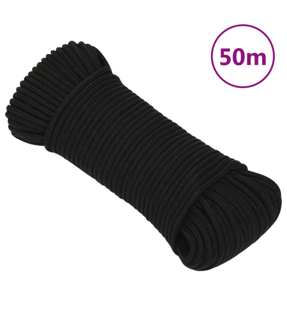 Corde de travail Noir 5 mm 50 m Polyester