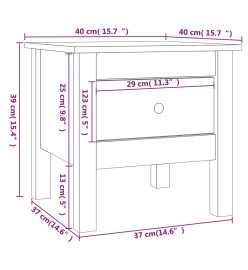 Table d'appoint Gris 40x40x39 cm Bois massif de pin