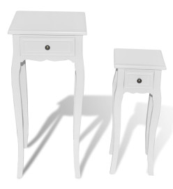 Table gigogne 2 pcs avec tiroir Blanc