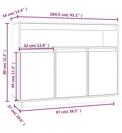 Buffet Gris 104,5x34x80 cm Bois massif de pin