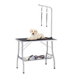 Table de toilettage réglable de chiens avec 2 boucles et panier