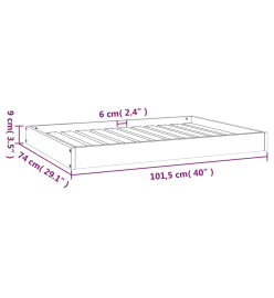 Lit pour chien Blanc 101,5x74x9 cm Bois de pin solide