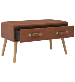 Banc avec tiroirs 80 cm Marron Similicuir