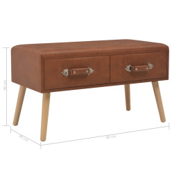 Banc avec tiroirs 80 cm Marron Similicuir