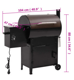 Gril à granulés avec cheminée noir 104 cm fer