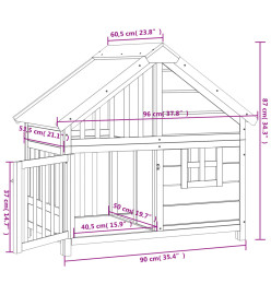 Chenil gris 96x60,5x87 cm bois de pin solide