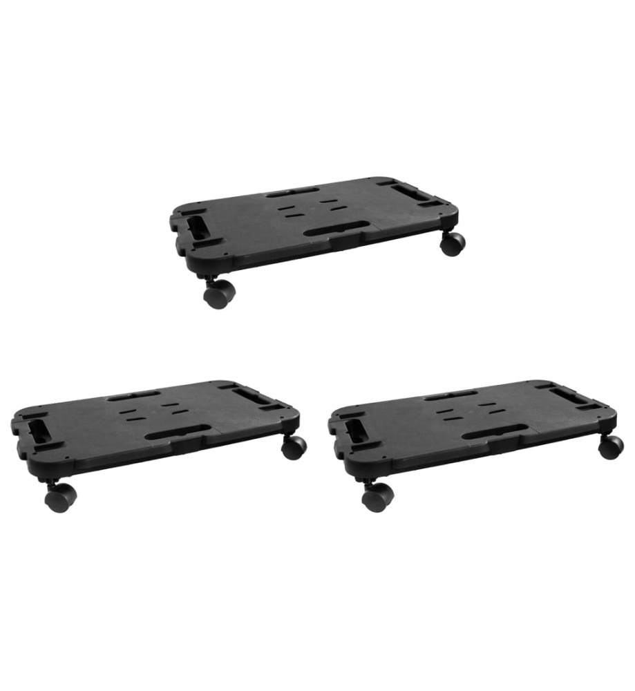 Chariots de transport 3 pcs noir polypropylène 200 kg