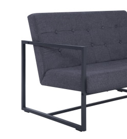 Sofa à 2 places avec accoudoirs Gris foncé Acier et tissu