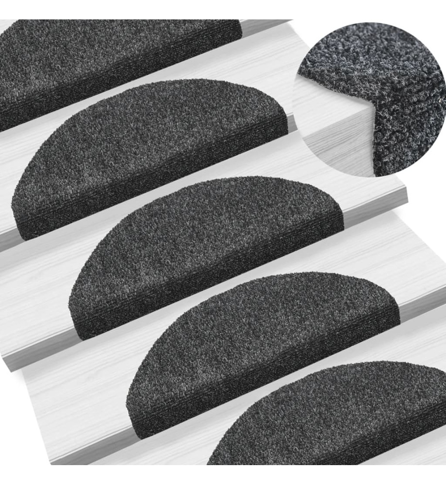 Tapis autoadhésifs de marches 10 pcs Gris foncé 65x21x4 cm