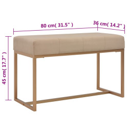 Banc 80 cm Beige Velours