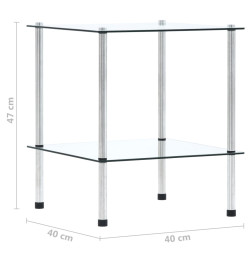 Étagère à 2 niveaux Transparent 40x40x47 cm Verre trempé