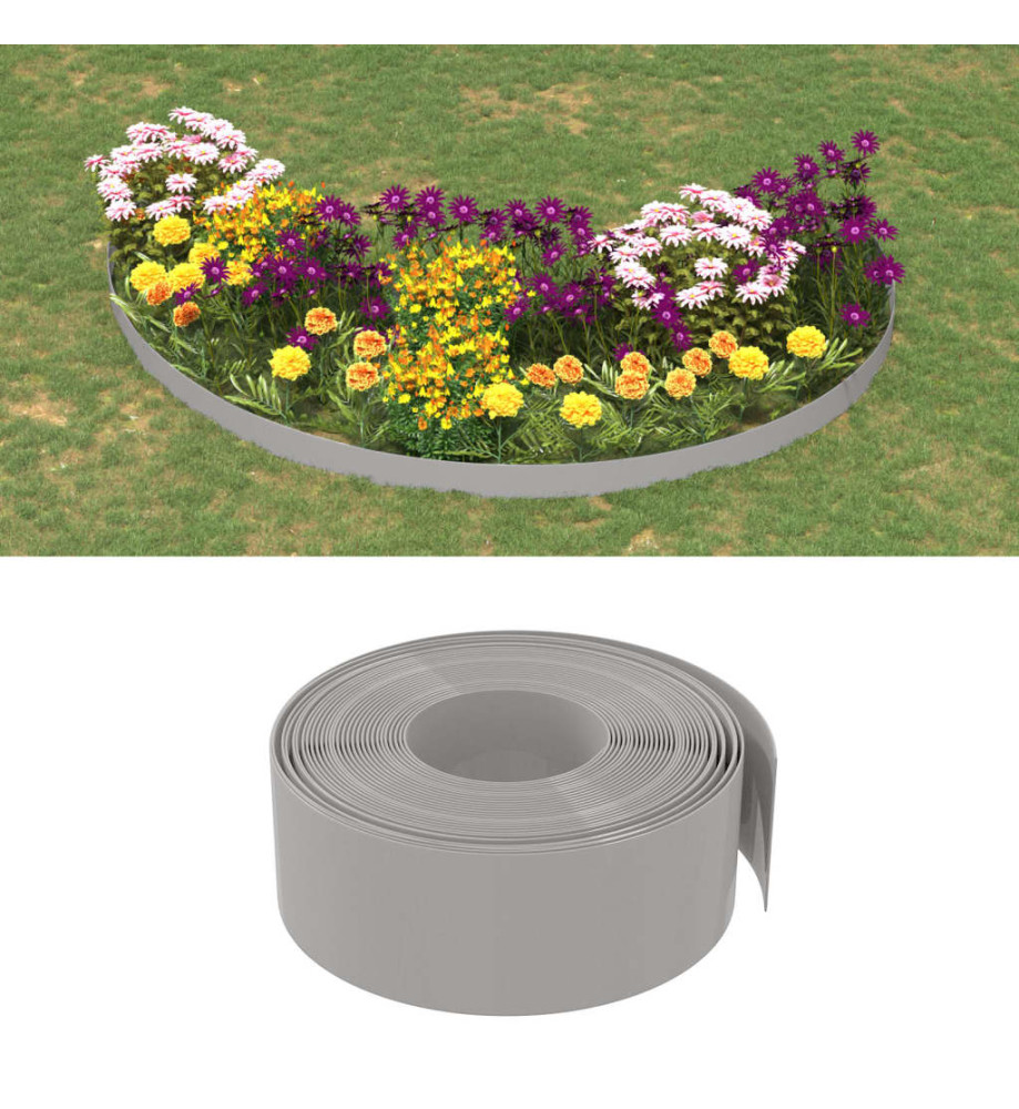 Bordures de jardin 2 pcs gris 10 m 20 cm polyéthylène