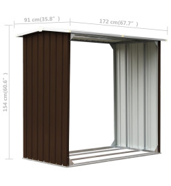 Abri de stockage de bois Acier galvanisé 172x91x154 cm Marron