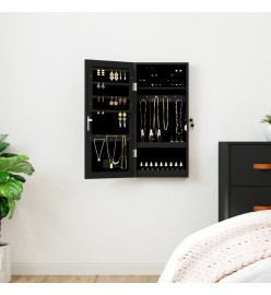 Armoire à bijoux avec miroir et éclairage LED mural noir